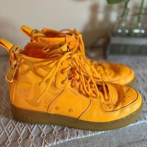 Nike Air Force 1 Mid Odell Beckham Jr. Laser Orange‎ Gum Size 7Y. Canvas/Leather